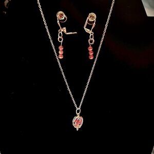 Handmade Pink Beads with Sterling Silver Chain and Cage